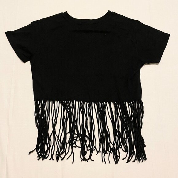 Forever 21 Biker Fringed Crop Tshirt Womens Size Small Motorcycle Shirt - Picture 10 of 15